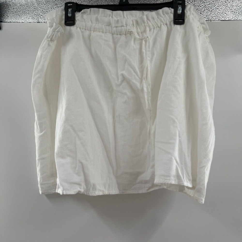 Abound Womens White Cotton Skirt Elastic Waist‎ Casual Lined 2X